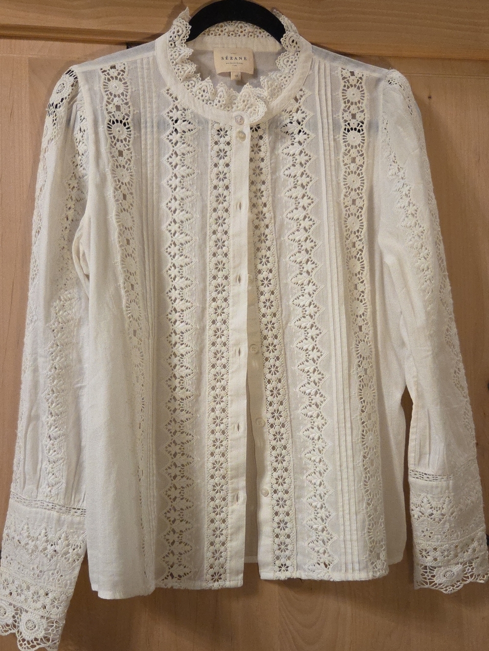 Sezane Rym Shirt Ecru - Size 8